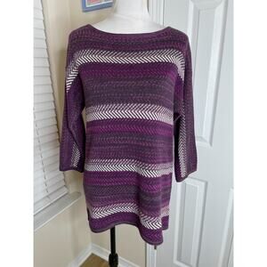Chaps Denim Womens Pullover Sweater Size Large Veragated Purple Tunic